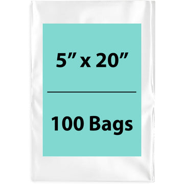 5X20 inches Clear Flat Poly Bags 1.5Mil Open Top (LDPE)